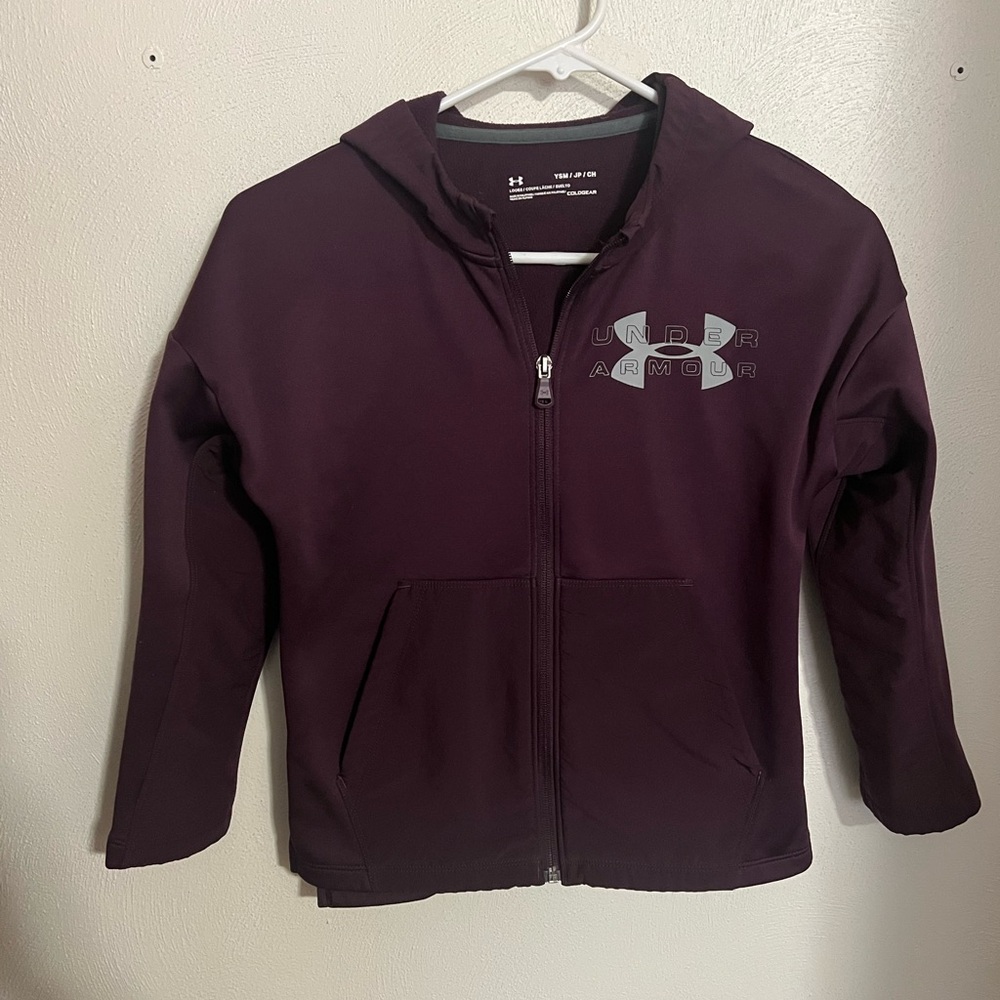 UNDER ARMOUR Classic Athletic Full Zip ColdGear Jacket Purple Grey Girl's Size S